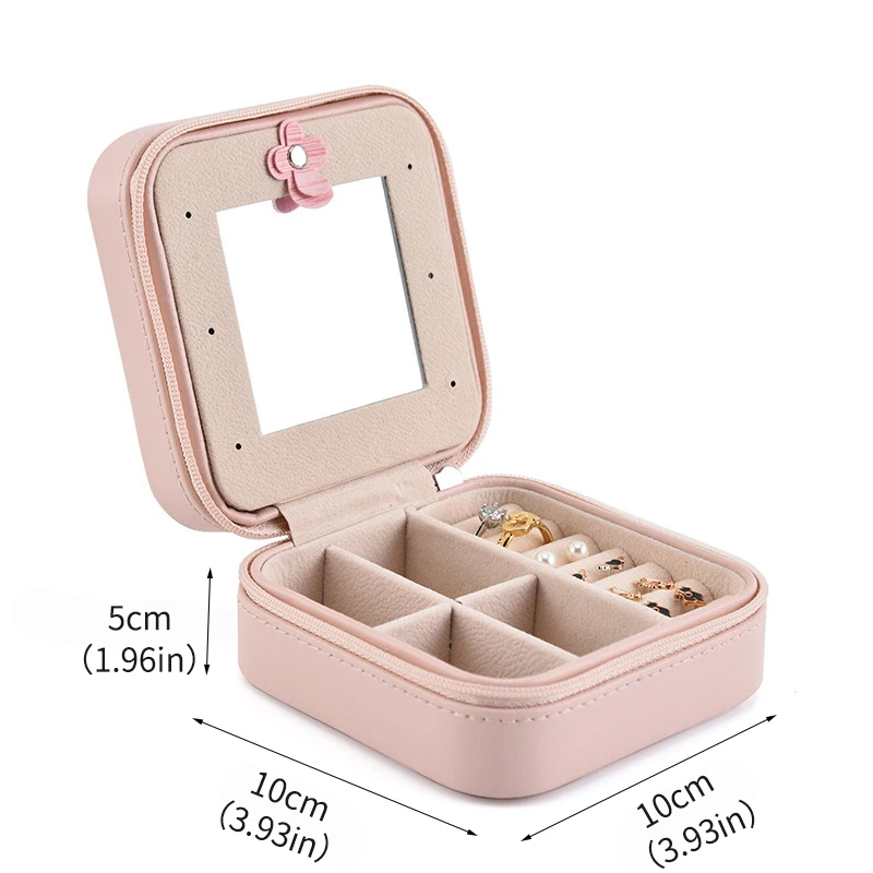 Portable PU Leather Mini Jewelry Storage Box Necklace Earrings Ring Bracelet Holder Makeup Lipstick Bracelet Organizer Accessory