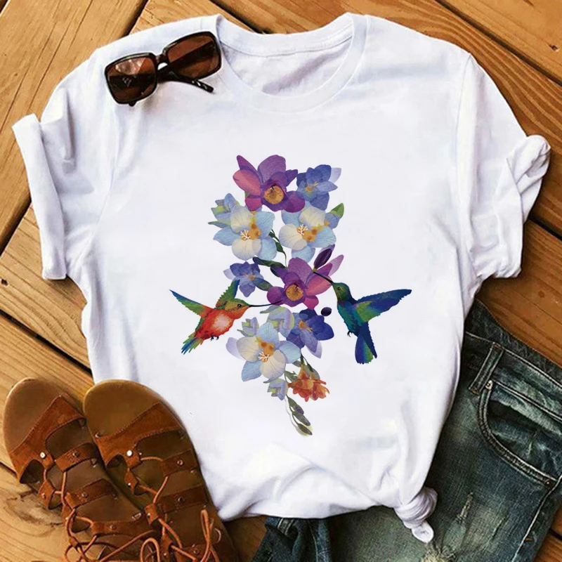 Модные милые футболки с цветами Harajuku женская футболка Ullzang аниме эстетика Blusas