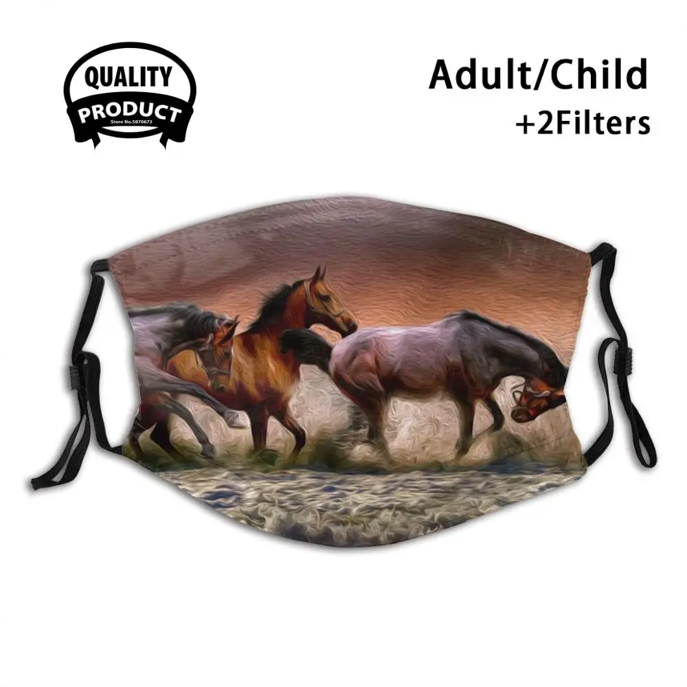 

Маска для лица «Лошадь свободы», Пылезащитная, с фильтром для мужчин, женщин, детей, девочек, мальчиков-подростков, с абстрактным изображени...