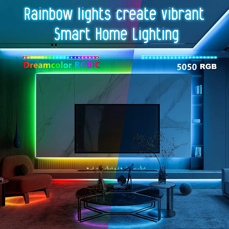 Светодиодная лента RGBIC Dreamcolor 5050 RGB WS2811 водонепроницаемая 15 м 20 30 пульт