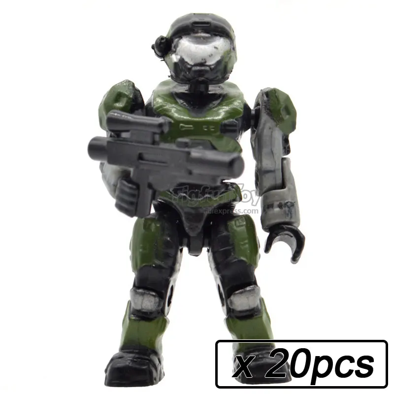 20pcs MB47 20 шт./лот Halo Warriors Wars игры Монстры люди ковенанты Спартанские пистолеты строительные блоки кирпичи игрушки для детей - Цвет: 20pcs MB47
