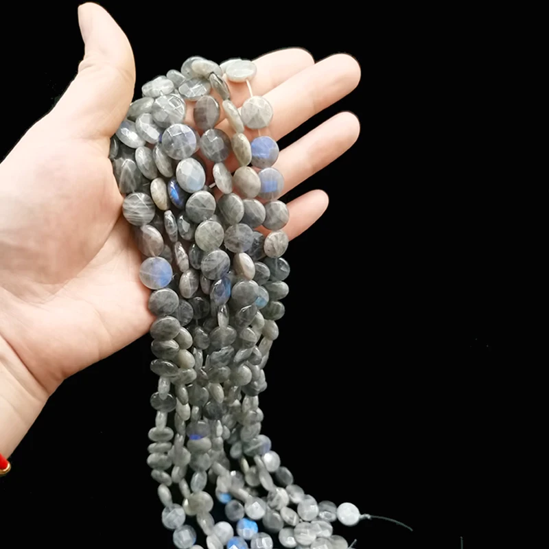

10mm12mm Natural Mineral Grey Labradorite Faceted Roundel Semi-Precious Stone Gemstone Loose Beads For Jewelry Making Multifacet