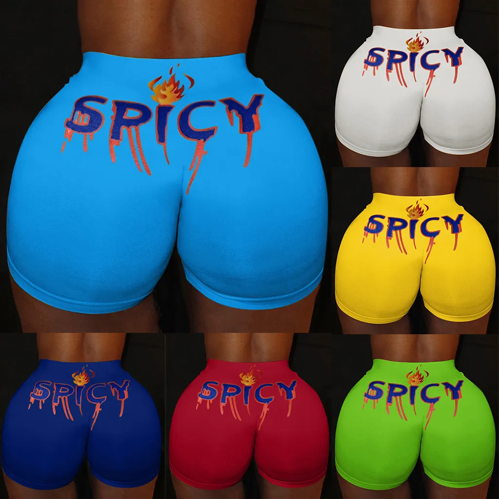 Женские шорты ярких цветов летние забавные с принтом женские Стрейчевые высокой