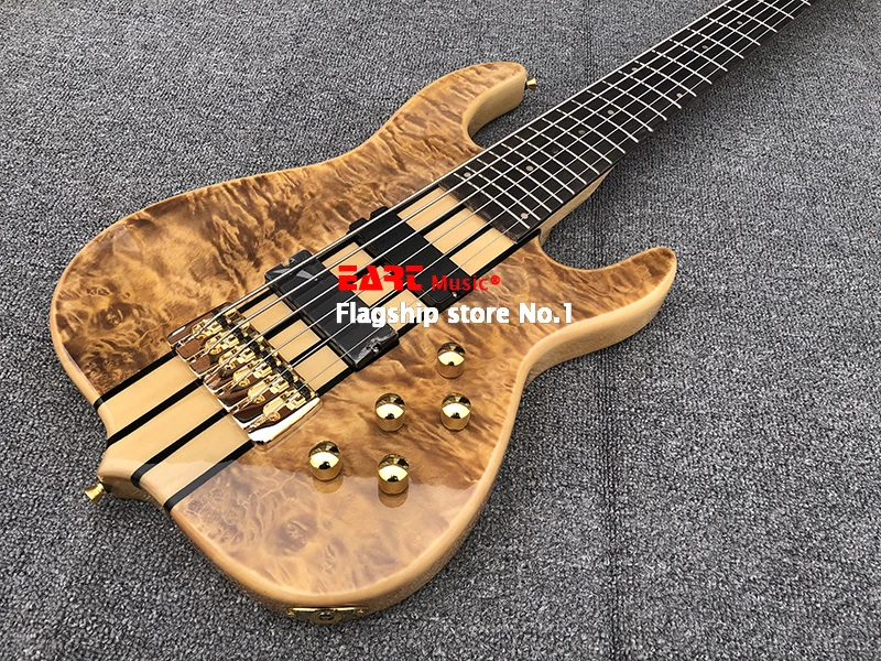 Высокая класс 6 string для электрической бас гитары верхушка дерева кленовый шпон