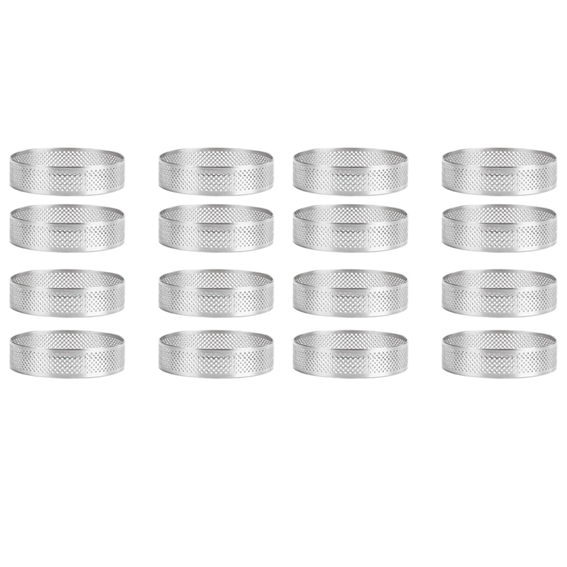 

16Pcs Stainless Steel Tart Ring, Heat-Resistant Cake Mousse Ring Round Double Rolled Tart Ring Metal Mold 10Cm & 8Cm