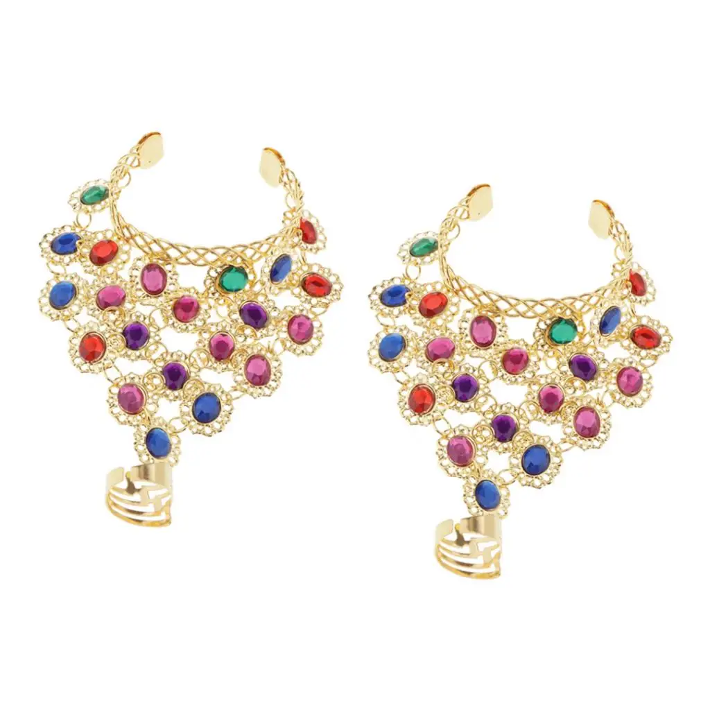 

2Pcs Fashion Belly Dance Bracelet Finger Ring Dance Performance Accessories