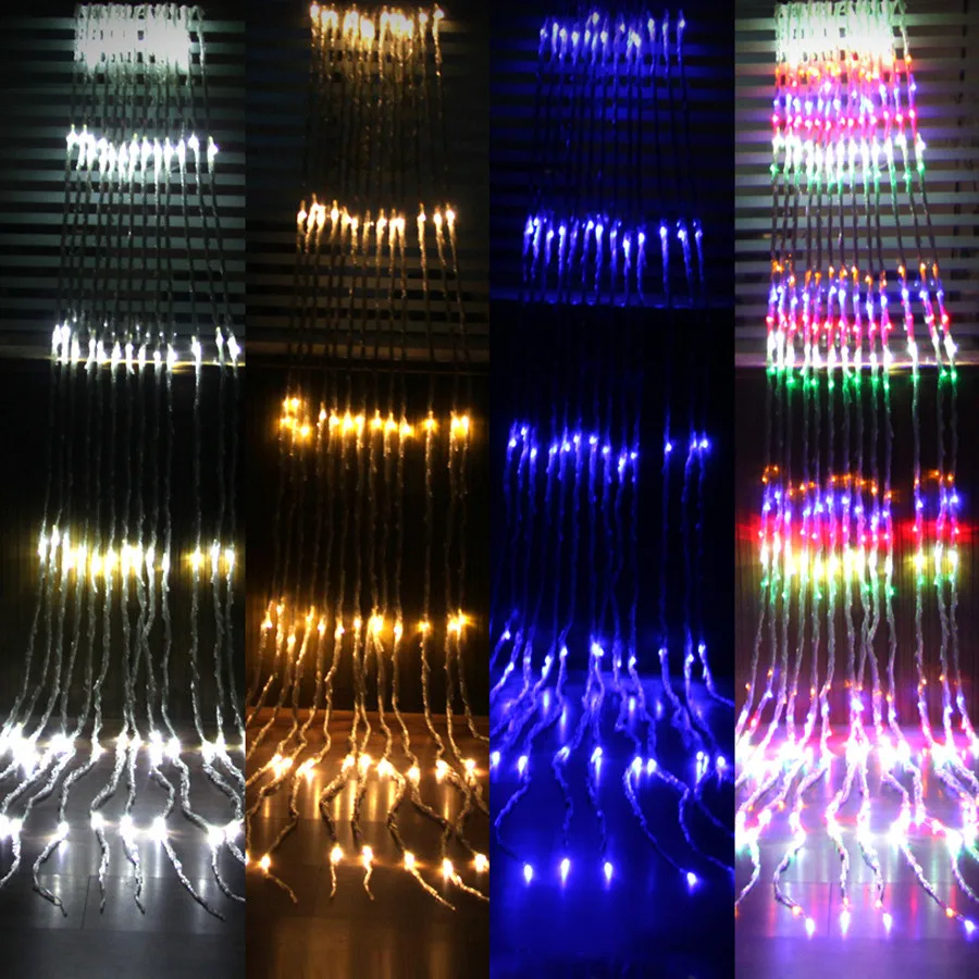 

3x3/6x3/3x6M LED Meteor Shower Rain Waterfall Curtain String Light Christmas Icicle Garland Light Wedding Holiday Fairy Light