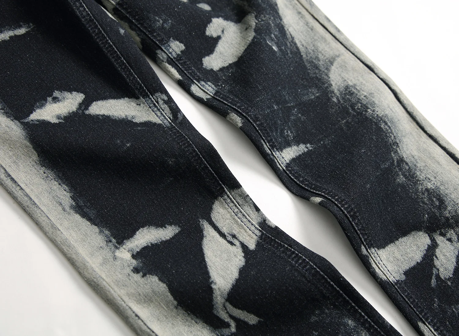 

2020 Men's Original Design New Jeans Youth Stretch Slim-Fit Faded Two-Color Jeans