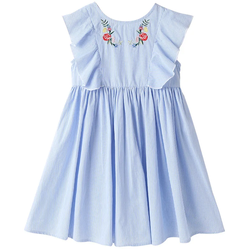 

Summer 2020 Girls Dress Girls Summer Cute Dress Sleeveless Embroidery Blue Cute Dress Vestidos 3-12T