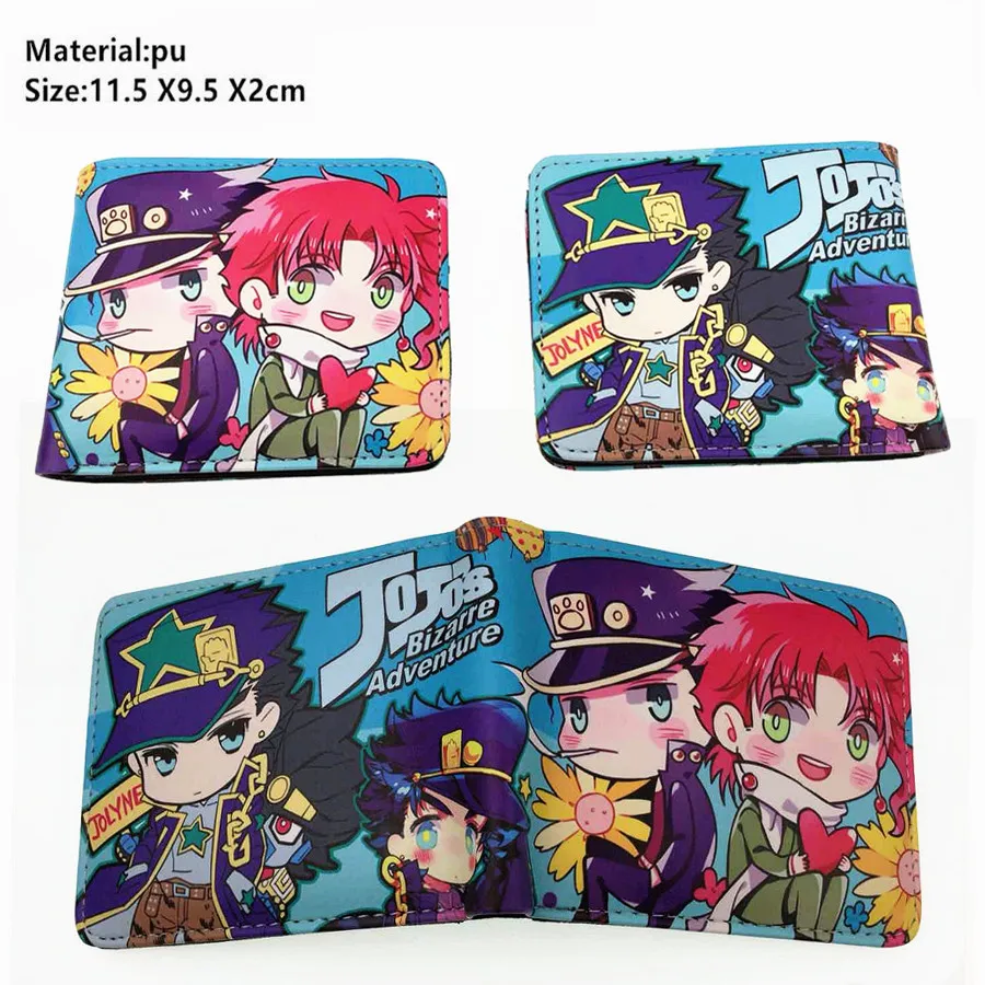 Аниме JoJo's Необычные Приключения Pu короткий кошелек Двойные фото держатель для карт слой кошелек кожа Мальчики Девочки Монета на молнии карман moneybag
