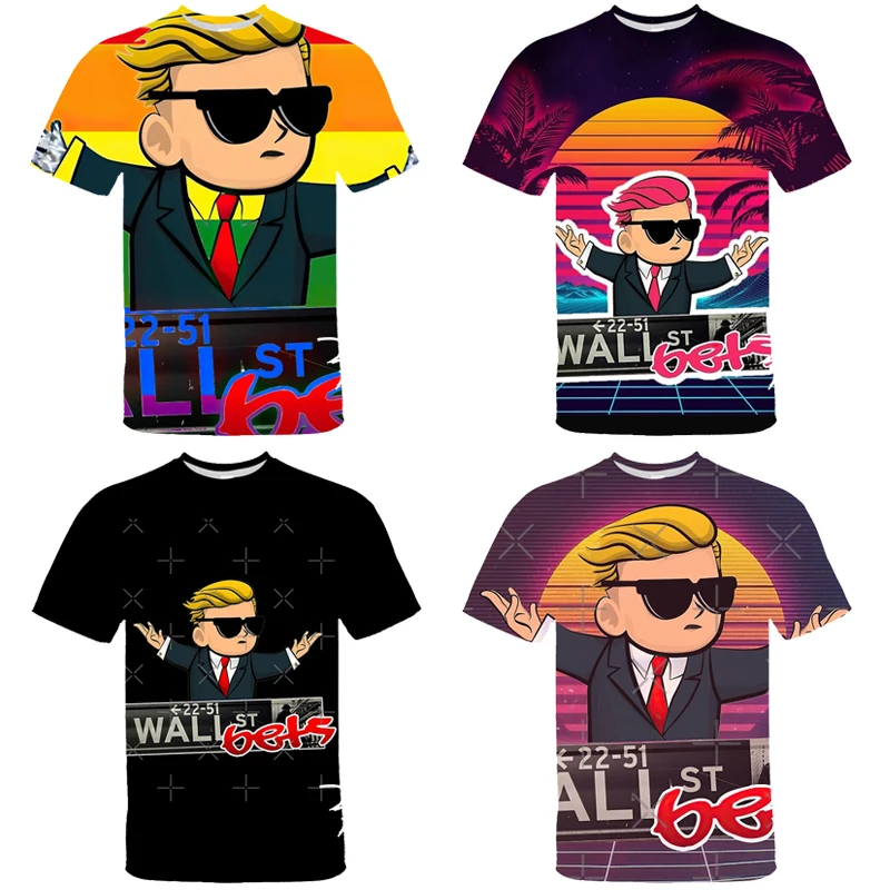 

New 3D Print WallStreetBets Klaus Slim T-shirt New Arrival O-Neck Cartoon 3D Print Gamestop GME WSB T Shirt Funny Hip Hop Tees