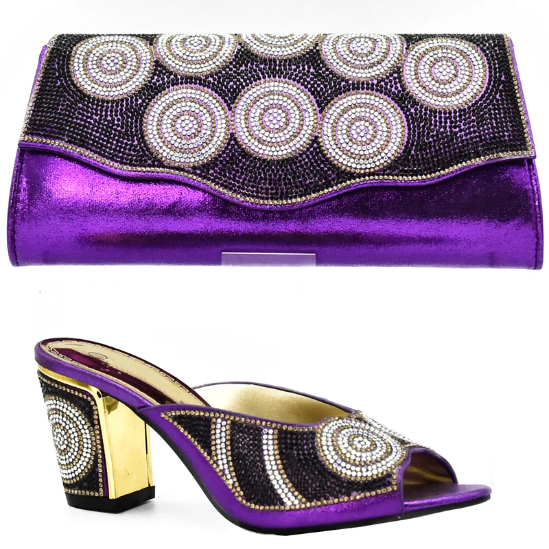 Новейшие африканские туфли и сумки золотого цвета комплект из итальянской обуви