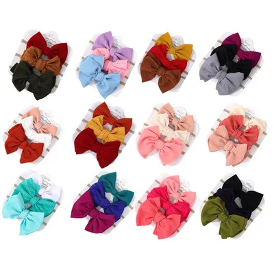 

3Pcs/Set Baby Headbands For Newborn Hair Band Cute Baby Bow Flower Elastic Hairband Turban Hairband Baby Girl Hair Accessories