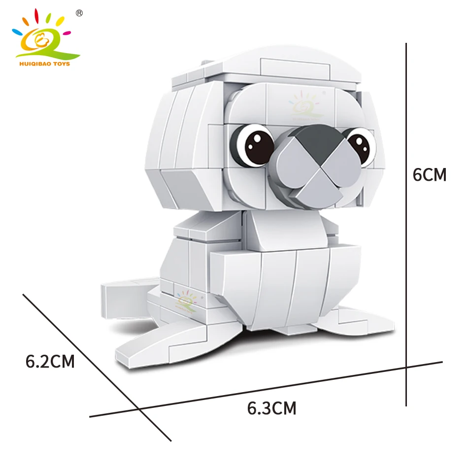 HUIQIBAO 8 шт./компл. классические животные серии строительные блоки город креативный