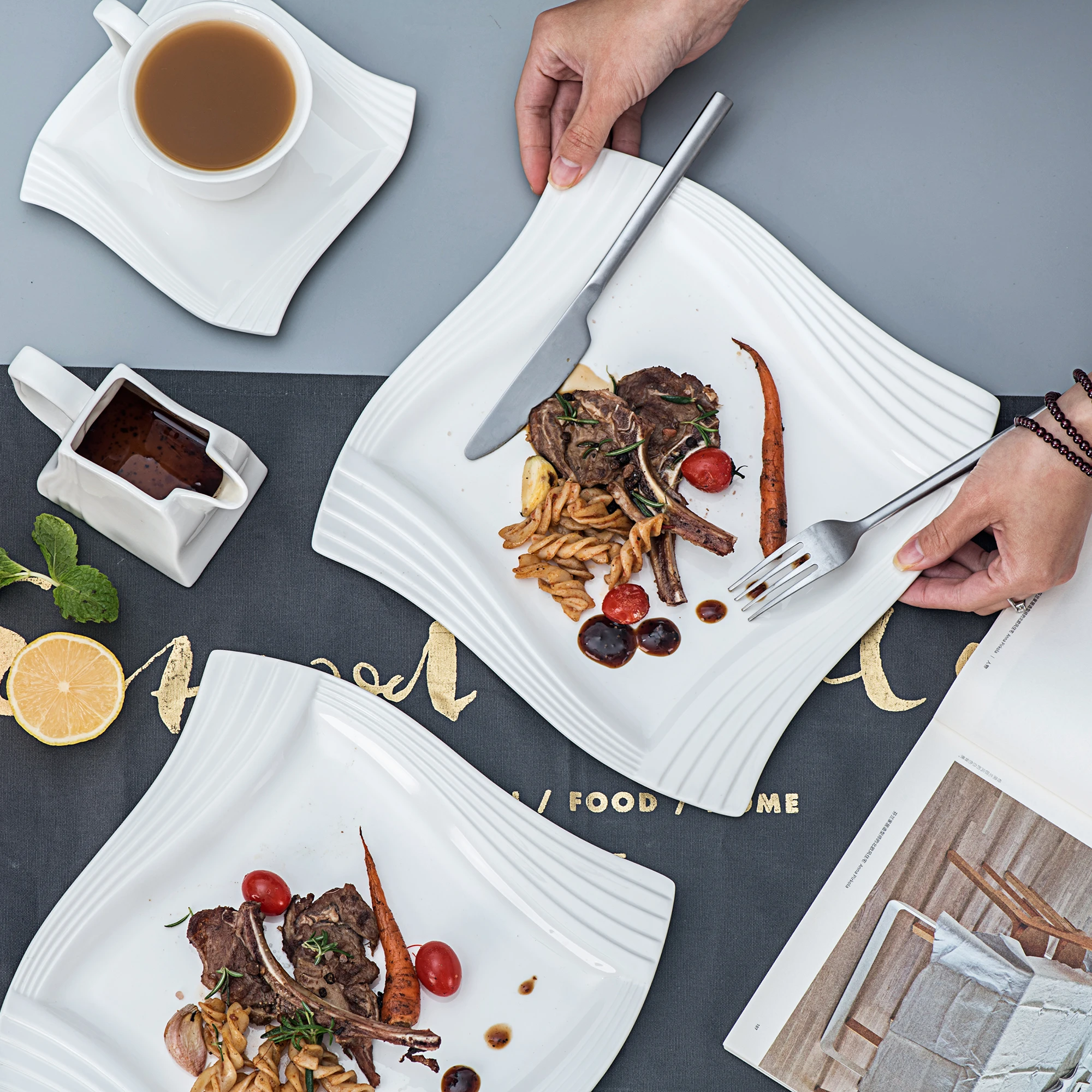 MALACASA серия Amparo 6 шт. цвета слоновой кости белый фарфор китайский керамический