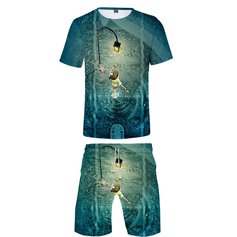 

Spirited Away 3D Printed Two Piece Set Trendy Summer T-shirts+Casual Shorts Hot Sale 2019 Trendy Streetwear Clothes