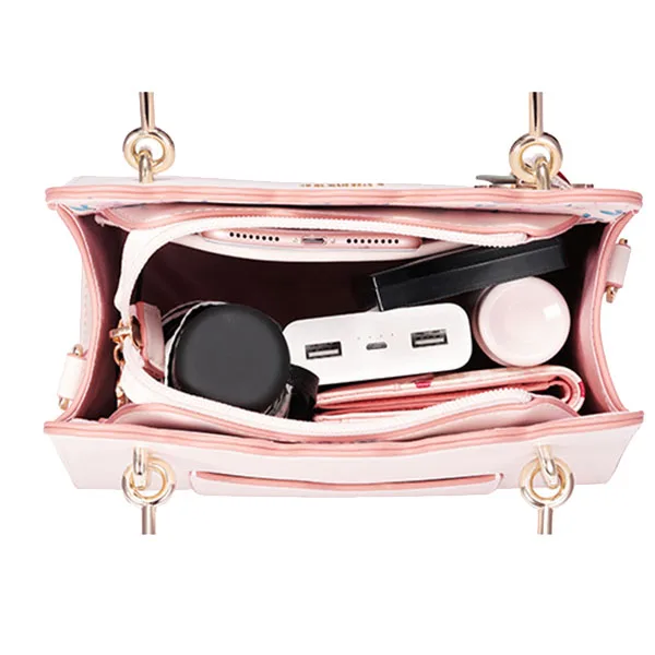 

Just Star Women's Pu Leather Handbag Ladies Fashion Stitching Handbag Pink Lady Flower Tassel Fresh Color Crossbody Bag