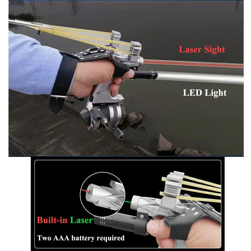 

Slingshot Hunting Bow Catapult Aluminum Fishing Reel Multifunction Steel Ball Ammo Arrow Shooting Sightscope Crossbow