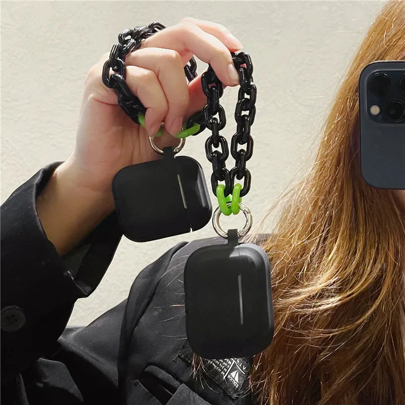 

Luxury Matte Black Woven Bracelet Silica Gel Case For Apple AirPods 1 2 Airpods Bluetooth Earphone Accessories Silicone Cover