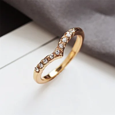Новые Модные V-образные Стразы уникальный дизайн pinky ring для женщин и девушек