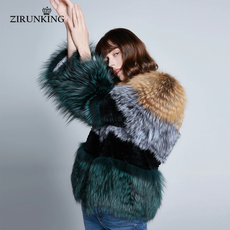ZIRUNKING женская натуральная черно-бурая лиса шуба женская толстая куртка из натурального Лисьего меха женская теплая зимняя меховая верхняя одежда ZC1928