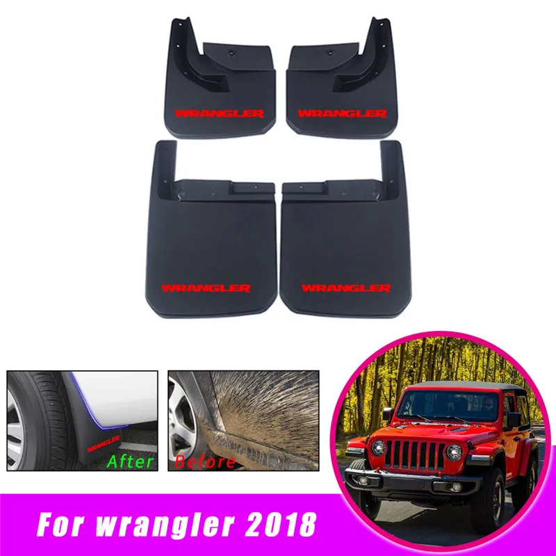 

4pcs Front Rear Mud Flaps For Jeep For Wrangler JL 2018 Car Fender Mudguards Splash Guards Mudflaps Anti-Dirty Car Accessories