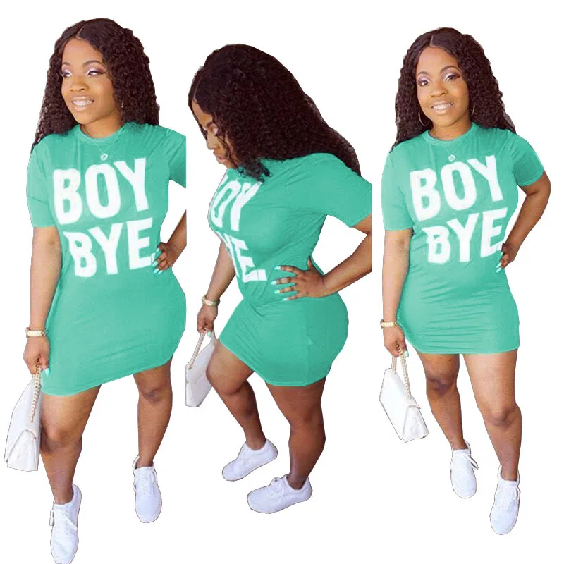 

2021 New Women Funny Letter T Shirts Tee Shirt Dress