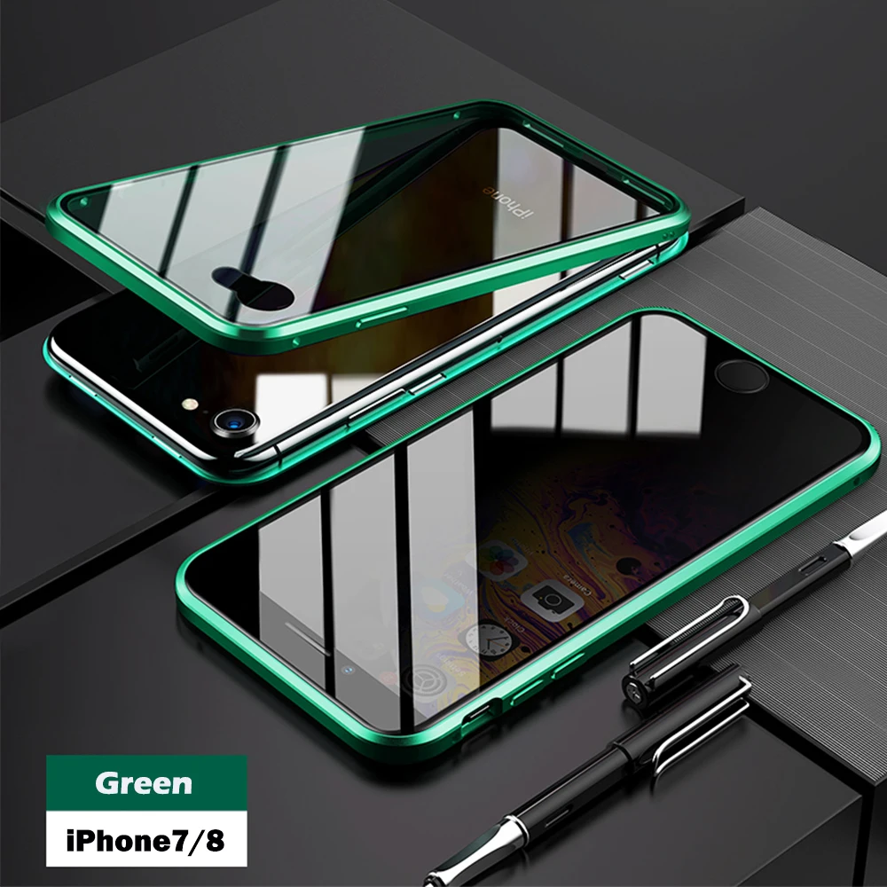 for iphone 7 8 Двухсторонний чехол из закаленного стекла, Роскошный прозрачный чехол для телефона с открытым магнитом для 7 8 Plus 7Plus 8 Plus X XS MAX XR, чехол для телефона - Цвет: for iphone 7 8
