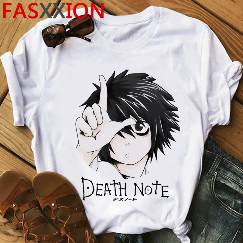 Топ женский летний с рисунком из аниме Death Note Милая футболка в стиле Харадзюку