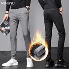 Брюки мужские Зимние флисовые, брендовые Теплые повседневные штаны для бега, уличные модные эластичные бархатные брюки, Черные Серые Синие