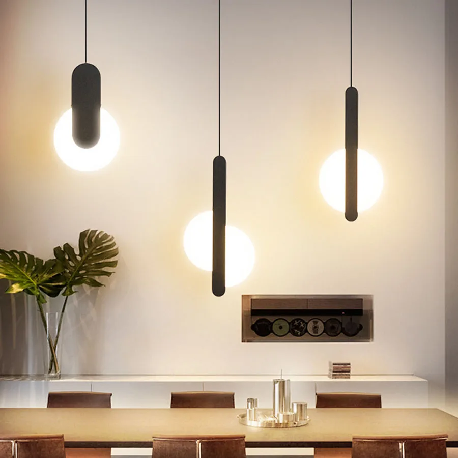 

Nordic LED Pendant Lamps Bar Restaurant Kitchen Hanging Light Modern Simple Iron Acrylic Home Decor Pendant Lights Fixtures