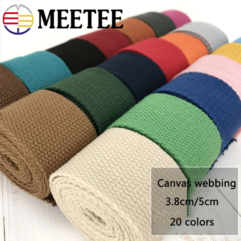 

Meetee 5Meter 3.8cm Width Canvas Belt Webbing Strap Tied Fabric Tape for Garment Bags Pet Rope Sewing DIY Strap Ribbon Decor