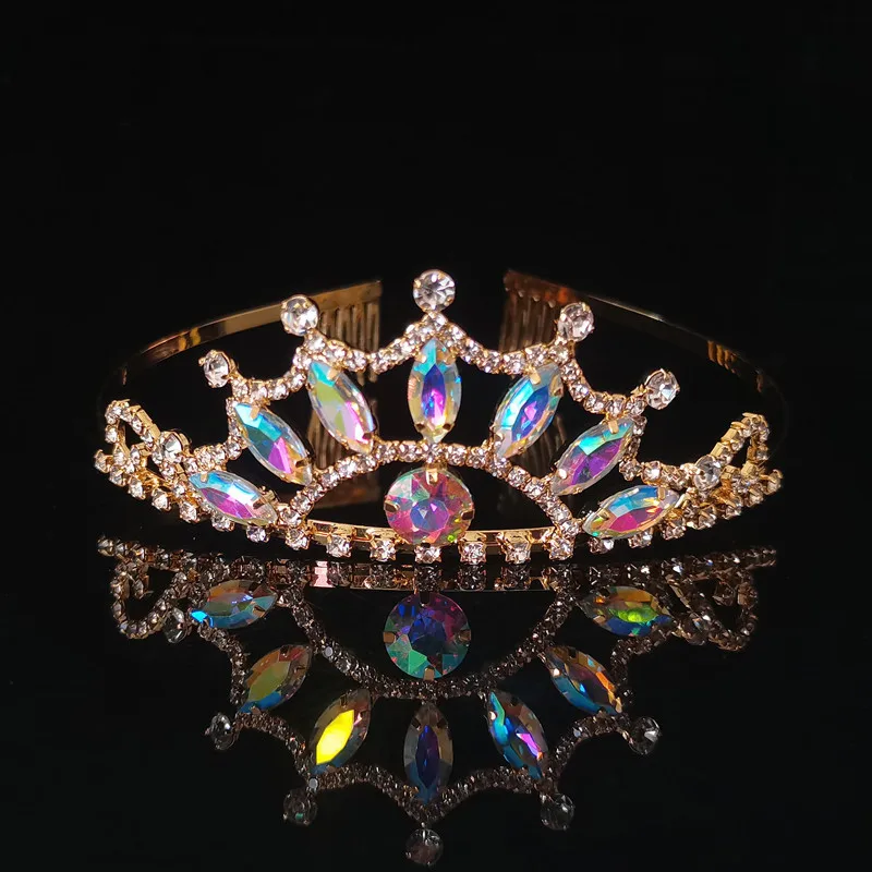 Ful Sunflower Crystal Crown Golden Rhinestone Headwear Bridal Wedding Women's Hair Accessories Birthday For
