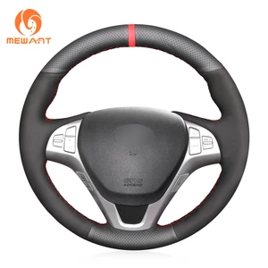 MEWANT Black Genuine Leather Car Steering Wheel Cover for Hyundai Genesis Coupe 2010 2011 2012 2013 2014 2015-2016