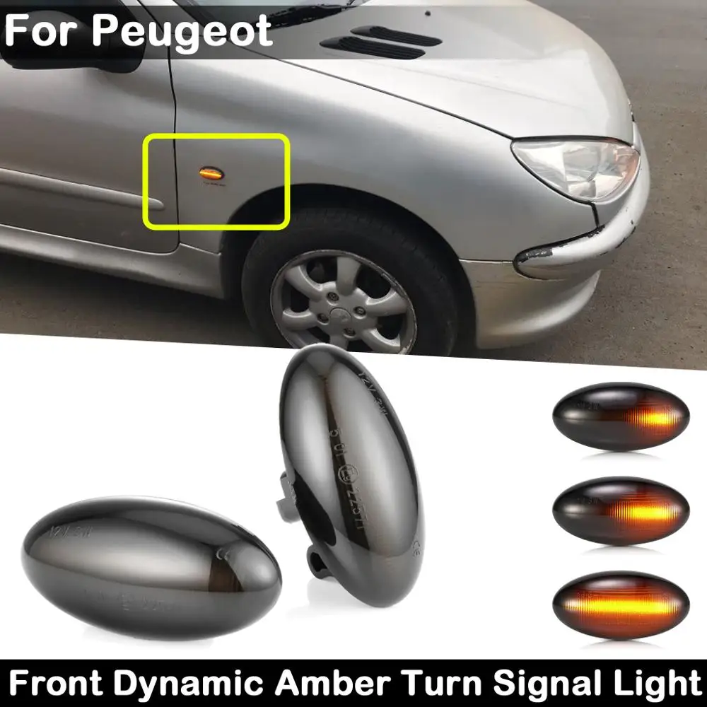 

For Peugeot 107 1007 108 206 301 307 407 4007 607 Expert Partner Traveller LED Side Marker Lamp Dynamic Amber Turn Signal Light