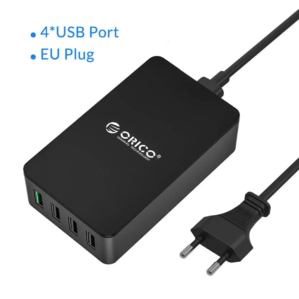 ORICO QC2.0 USB зарядное устройство 5 портов настольное быстрое зарядное устройство для samsung Xiaomi huawei и планшетов с европейской вилкой - Тип штекера: 4 Port EU Plug