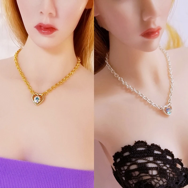 

1/6 Woman Figure Accessory Heart Shaped Diamond Necklace Model Toys for 12'' Female Action Figure Scence Model Toys