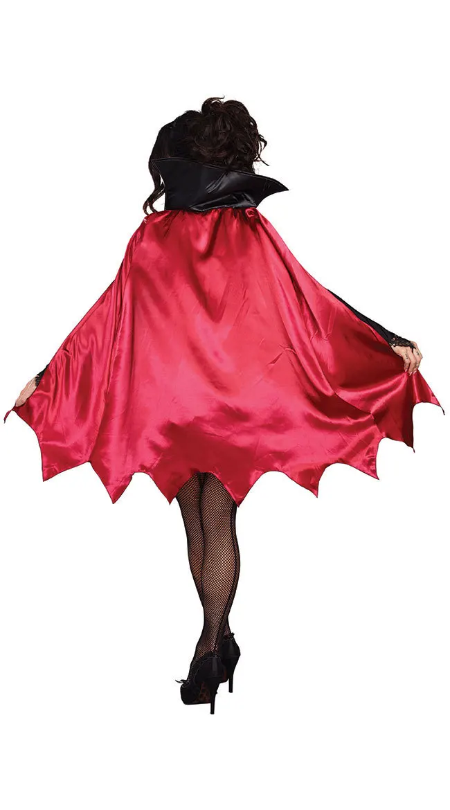 Women Sexy Gothic Vampire Costume Adult Ladies Halloween Classic Vampire Role Play Party Fancy Dress Up Uniform Outfit with Cape
