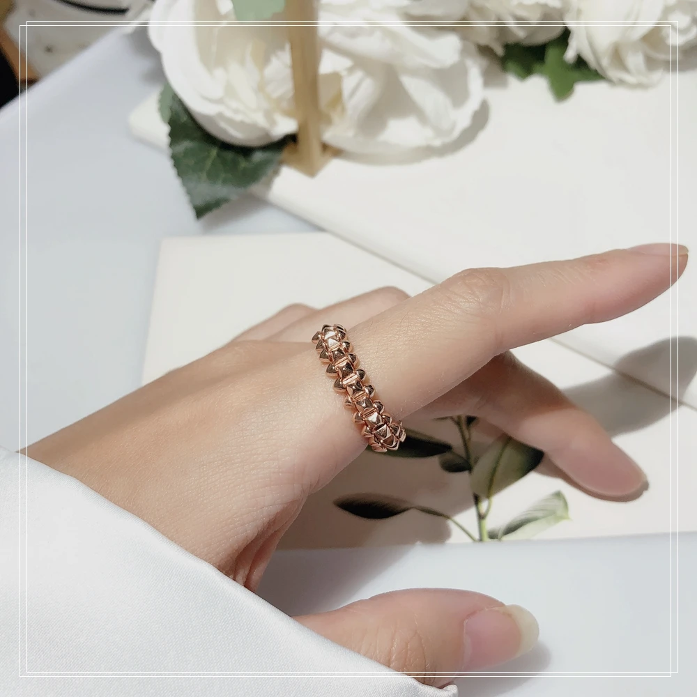 fashion simplicity rivet ring men women street style fashion pure silver gold plating superior quality hot sale brand lovers free global shipping