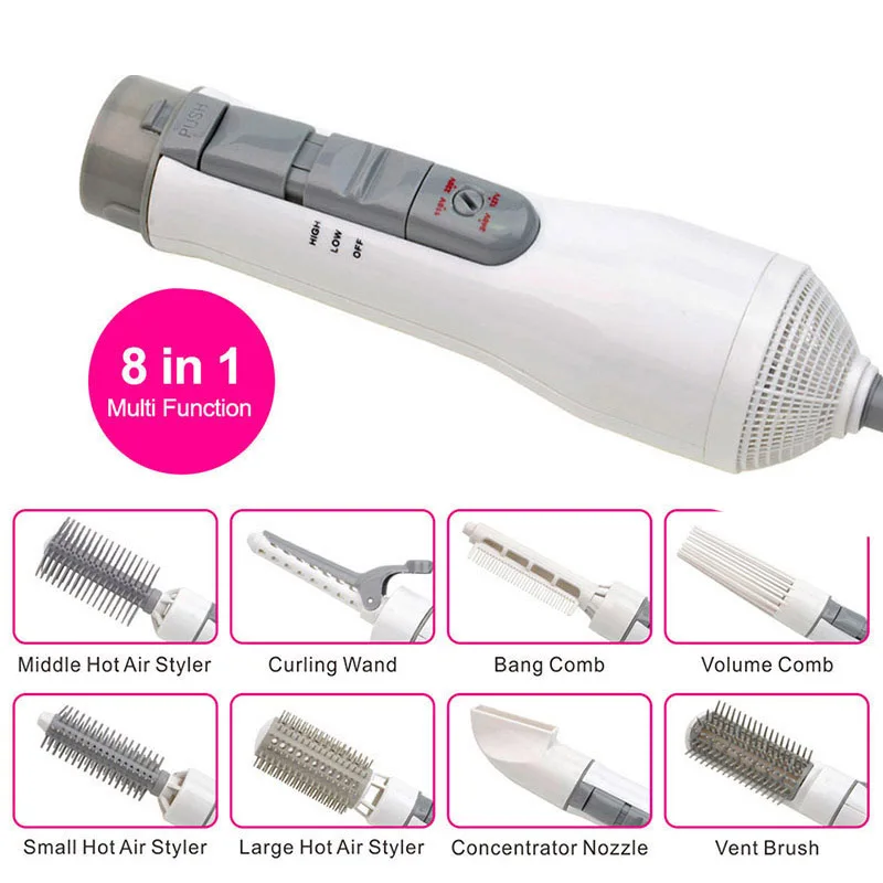 Многофункциональный электрический фен для волос 8 в 1 набор завивки щетка