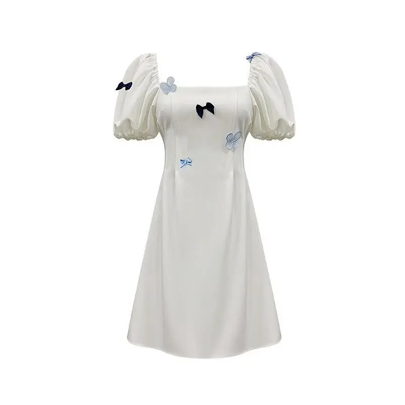 

AL 2021 Summer French First Love Is Hot To Get Bubble Sleeve Temperament To Close Waist To Show Thin Butterfly Sweet Fairy Skirt