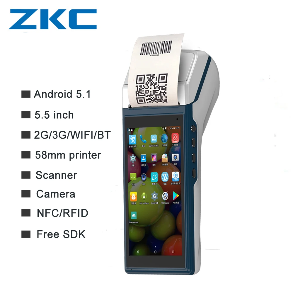 Оригинальный ZKC5501 5 &quot3G 1D 2D сканер штрих кода платежная система ручной мобильный