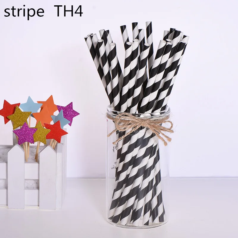 strip black 25 шт., вечерние, экологически чистые бумажные соломинки для детей, для свадьбы, дня рождения, пикника, вечерние, декоративные, с мультяшным автомобилем, Коктейльные, вечерние соломинки - Цвет: strip black