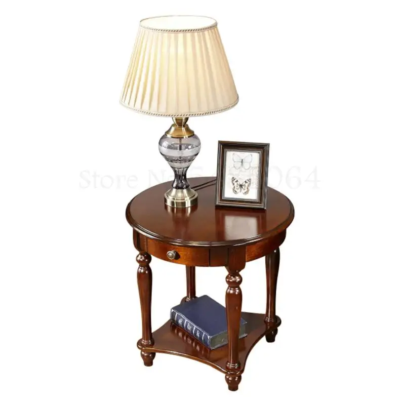 American Sofa Solid Wood Corner Small Round Table Coffee Telephone |