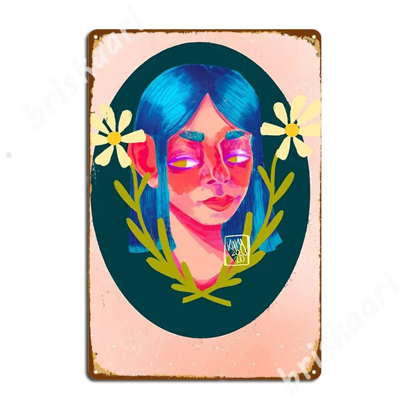 

Голубая девушка с цветами, металлические знаки, печать клуба, бара, кинотеатра, кухонные тарелки, жестяные плакаты