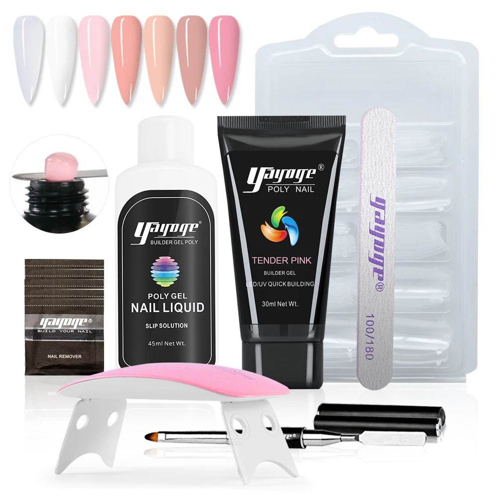 

Yayoge 60ml/30ml Poly UV Gel Set 6W Nail Dryer Acrylic Builder Nail Gel Kit Jelly Camouflage Finger Extension Manicure Nail Art