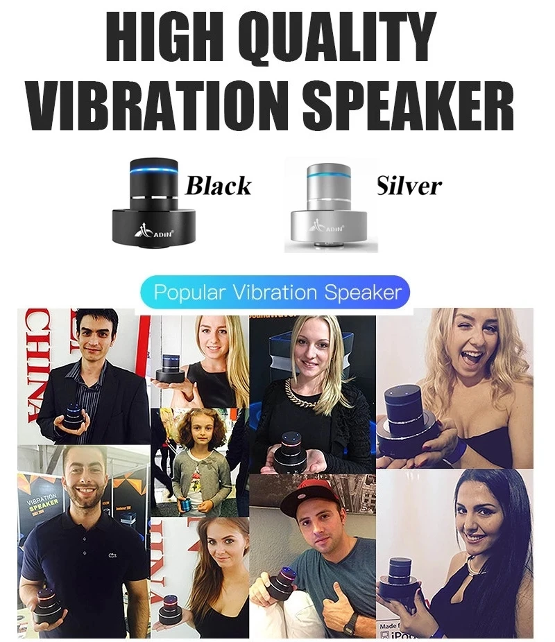 Adin 26w Metal Vibration Bluetooth Speaker Resonance Touch Stereo Bass Mini Portable Wireless Subwoofer Mic Speakers For Phone enlarge