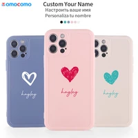 custom initials name heart phone case for iphone 11 12 13pro max mini xs xr 7 8plus liquid silicone personalised cover bumper