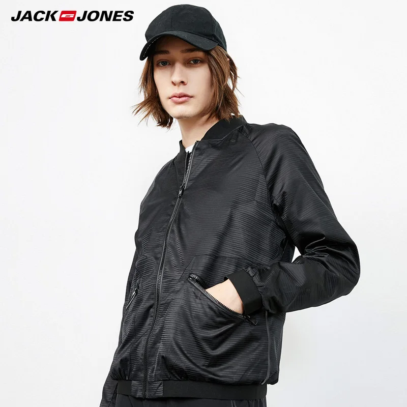 Мужская бейсбольная куртка Jack Jones однотонная короткая для отдыха | 218321517 одежда