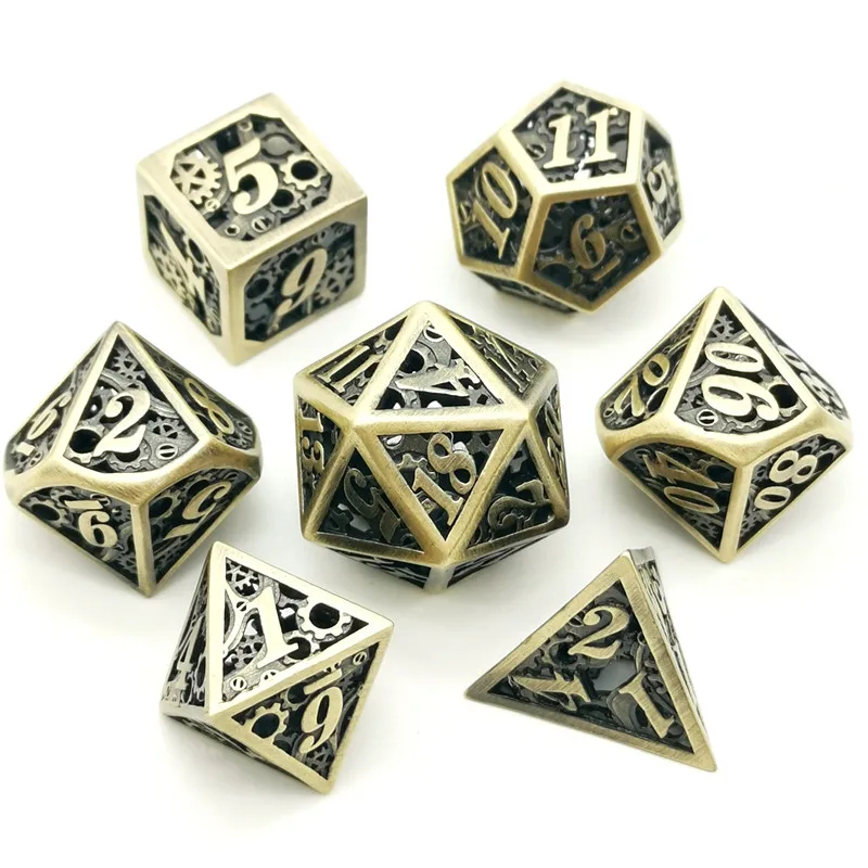 Игральные кости DND набор 7 шт./компл. многогранные металлические игральные кубики